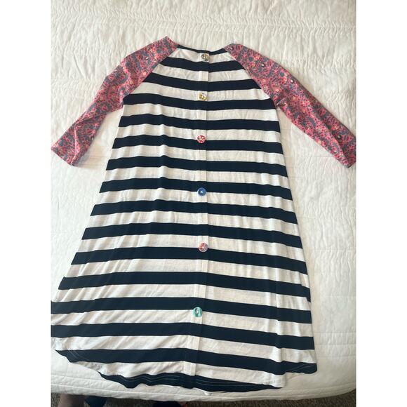 Matilda Jane Girls Dress Size 10 Black White Stripe Floral Sleeve - Picture 7 of 8